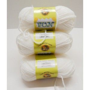 Lion Brand Yarn Fun White 1.75 Oz Color 100 Lot of 6